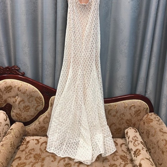 Ellie Wilde New Wedding Prom Dress, Sexy Vintage Lace Halter, Reg $999 Size 6 - Picture 7 of 7